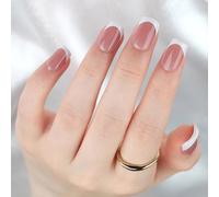 MEILVMEIJI 30 Pcs White French Tip Short Full Covers False Nails Simple Stick on Nails Artificial Nails for Woman