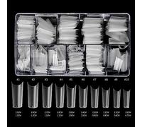 MEILVMEIJI 500Pcs Clear False Nails Tips Matte Square Trapezoid Stilettos Oval False Nails Tips for Home Nails Art