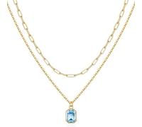 MEILVMEIJI Elegant Double Layer Necklace Feature December Stones And 18k Gold Plating Rectangular Designs Neckchain For Women