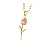 MEILVMEIJI Elegant Tulips Pendant Necklace Gold Crystals Floral Jewelry Statement Pieces for Women Romance Wedding Accessory