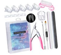 MEILVMEIJI Fashion Nails Extension Set for Beginners Clear False Nails Tips Nails File Acrylic Painting Brush Manicure