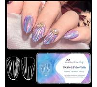 MEILVMEIJI Shell Almond Shapeds Reusable Artificial Nails With SelfAdhesive Design Multiple Colors And Patterns