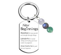 Meimimix Natural Stone Keychain Gift for New Beginnings Women, Farewell Going Away Gifts for Coworker, Inspirational Encouragement for Friends, Divorce Breakup Get Well Jewellery, Silver, Medium