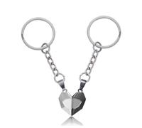 Meimimix Two Souls One Heart Keychain for Couple Wishing Stone Creative Matching Keyring Relationship Jewellery, Silver, Default