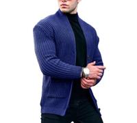 MEIMIYI Men Knitted Jacket Slim Fit Comfortable Men Warm Knitted Jacket Temperament Trend Men Casual Sweater Jacket Fashion Soft Breathable Men Knitted Sweater N-Dark Blue 4XL