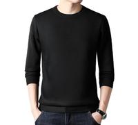 MEIMIYI Mens Pullover Round Neck Soft Long Sleeve Men Jumper Plain Knit Mens Jumper Winter Casual Warm Comfortable Slim Fit Knit Mens Jumper D-Black XXL
