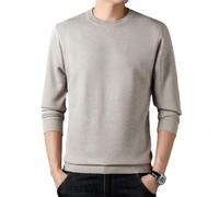 MEIMIYI Mens Pullover Round Neck Soft Long Sleeve Men Jumper Plain Knit Mens Jumper Winter Casual Warm Comfortable Slim Fit Knit Mens Jumper F-Apricot XXL