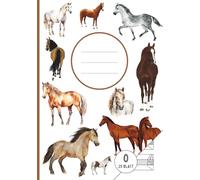 Mein erstes Schreibheft | Lineatur 0 mit Häuschen | Pferde: Für Kinder in der 1. Klasse | DIN A5 | 50 Seiten | Großzügige 6 mm Linien mit Häuschen zur Schreibhilfe