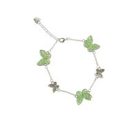 MEIN JUBELN Crystal butterfly bracelet, Dainty Adjustable Cute Pink Blue Green Light Blue Zircon Stainless Steel Jewelry for Women, 9.4, no gemstone