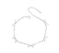 MEIN JUBELN Unique Dainty Silver Bow Bracelet for Women - Cute Adjustable Chain Bracelet, Delicate Copper Bow Knot Jewelry