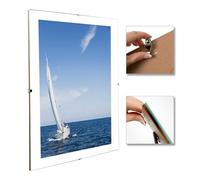 Mein Landhaus Clip Picture Frame Frameless for Art, Photos and Certificates Sizes A4, A3, 13 x 18, 50 x 70, 60 x 80, 60 x 90 cm, Glass and MDF (10 x 15 cm (Stand)