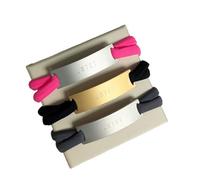 MEIN MANTRA by alexa Feel Free Engraved Bracelet on Stainless Steel Plate in Silver or Gold with Elastic Band, Silber/Band-Pink, Stainless Steel, 0