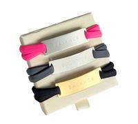 MEIN MANTRA by alexa Feel Free Engraved Bracelet on Stainless Steel Plate in Silver or Gold with Elastic Band, Silber/Band-Pink, Stainless Steel, 0