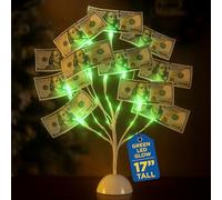 Mein Schatz LED Lighted Money Tree Gift Card Holder with 10 Clips - White Plastic Money Tree Gift Holder for Cash - Ideal Present for Wedding, Birthday, Easter & Christmas