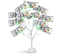 Mein Schatz LED Lighted Money Tree Gift Card Holder with 10 Clips - White Plastic Money Tree Gift Holder for Cash - Ideal Present for Wedding, Birthday, Easter & Christmas