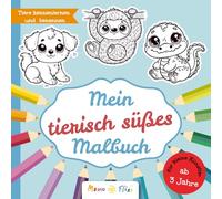 Mein tierisch süßes Malbuch: für Kinder ab 3 Jahren - 48 zauberhafte Motive zum Ausmalen und Kritzeln - Kreativität, Motorik und Spaß fördern - Ideal ... und Mädchen, handliches Format für unterwegs
