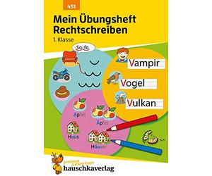 Mein Übungsheft Rechtschreiben 1. Klasse, A5-Heft: Deutsch: Aufgaben mit Lösungen - wiederholen, trainieren, lernen: 451