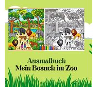 Mein Zoo-Ausmalbuch - Bunter Malspass mit Löwe, Elefant & Co: Ein tierisches Ausmalvergnügen für Kinder ab 3 Jahren