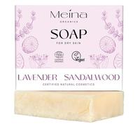Meina Organic Soap Bar with Sandalwood and Lavender, 100% Natural Certified, Without Palm Oil, Face and Body, Vegan, Plastic Free, Perfect for Travel and Sport, 100g
