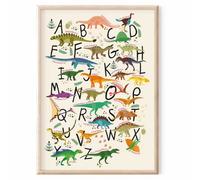 MeinBaby123® ABC Dino Poster Children's Room DIN A2 Dinosaur Poster Alphabet Learning Poster Pictures Children's Room for Boys Dino Decoration Pictures Children's Room (Dino ABC Poster - 2)