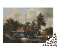 Meindert Hobbema Jigsaws Wooden Puzzle for Adults, Fine Art 1000 Puzzles Museum 1000 Piece Jigsaw Puzzles, Exercise for The Mind, Oil Painting