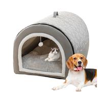 Meindin Dog Cave - 2 in 1 Detachable Covered Cat Bed with Ball Pendant | Flannel Cat Hideaway, Cat Nest House, Dog Beds for Large Dogs, Cat Caves for Indoor Cats, Dog Bed with Cover Cave