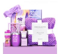 MEINESQIS Gifts for Women Gifts for Mom Lavender Flannel Blanket Set for Spa Mother's Day Gifts for Friends Mom Wife Sisters Birthday Gift