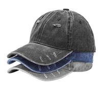 MEINICY 3 Pack: Vintage Distressed Washed Cotton Plain Baseball Cap, Retro Adjustable Dad Hats for Men/Women,Unstructured, Distressed Black+gray+navy, One size
