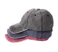MEINICY 3 Pack Washed Plain Baseball Cap, Retro Adjustable Dad Hats Gift for Men/Women,Unstructured/Cotton, Black,blue+burgundy, Adjustable