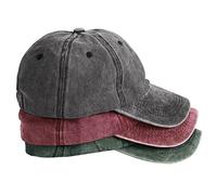 MEINICY 3 Packs Washed-Cotton Plain Baseball Cap, Vintage Adjustable Dad Hats Gift for Men/Women,Unstructured, Black+burgundy+od Green, One size
