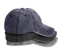 MEINICY 3 Packs Washed-Cotton Plain Baseball Cap, Vintage Adjustable Dad Hats Gift for Men/Women,Unstructured, Black+gray+navy, One size
