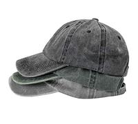 MEINICY 3 Packs Washed-Cotton Plain Baseball Cap, Vintage Adjustable Dad Hats Gift for Men/Women,Unstructured, Black+gray+od Green, One size