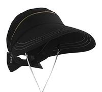 MEINICY Womens Sun Visor Hat Wide Brim, 2 in 1 Zip-Off Sun UV Protection Foldable Adjustable Visors Beach Hats for Women, Black, One Size