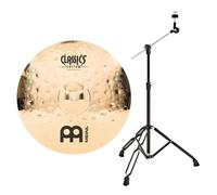 Meinl Classics Custom Extreme Metal 19" Crash Cymbal & Gear4music Boom Arm Stand Black