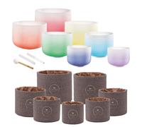 Meinl Colour Frosted Crystal Singing Bowl Chakra Set With Sleeves Brown