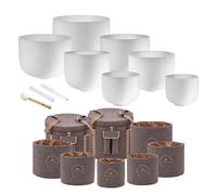 Meinl Crystal Singing Bowl Chakra Set with Sleeves & Travel Carry Bags Brown