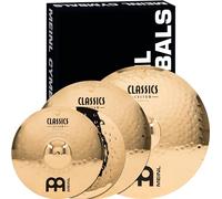 Meinl Cymbals Classics Custom Brilliant Complete Cymbal Set - with 14 Inch Hi-Hat, One Crash Cymbal and Ride Drum Cymbal - B12 Bronte, Brilliant Finish (CC-CS1)