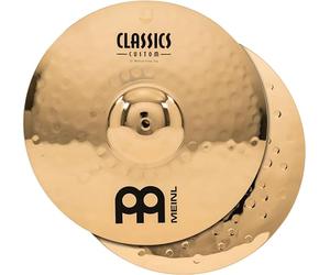 Meinl Cymbals Classics Custom Brilliant Hihat Medium Cymbal 15 inch (Video) for Drum Set (38,10cm) - Pair - B12 Bronze, Brilliant Finish, Made in Germany (CC15MH-B)