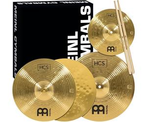 Meinl Cymbals Cymbal Set Box Pack with 13" Hihats, 14" Crash, Plus Free 10" Splash, Sticks, Lessons - HCS Traditional Brass - Made in Germany, 2-Year Warranty (HCS1314