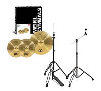 Meinl HCS Cymbal Set 14" Hi Hat & 18" Crash/Ride & Gear4music Stands Black