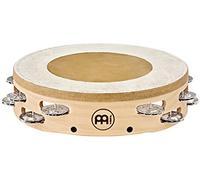 Meinl Percussion Artisan Headed Tambourine - 2-Row Tambourine - With Calf Skin Head - 10-inch Diameter - Maple / Steel, Natural (AE-ATAH2S)