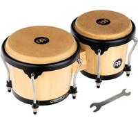 Meinl Percussion Bongos Headliner Wood - 2 hand drums with 6.75 and 8 inches - including tuning key - Siam Oak, Natural (HB100NT)