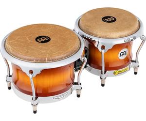 Meinl Percussion Bongos Professional Series - 2 hand drums with 7 and 8.5 inches - including tuning key - Siam Oak, Gold Amber Sunburst (FWB400GAB)