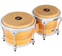 Meinl Percussion Bongos Wood Chrome - 2 hand drums with 6.75 and 8 inches - including tuning key - Siam Oak, Natural matte (WB200SNT-M)