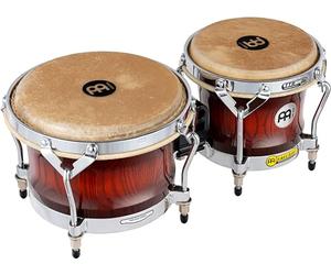 Meinl Percussion Bongos Woodcraft Series - 2 hand drums with 7 and 9 inches - including tuning key - White Ash, Antique Mahogany Burst (WB500AMB)