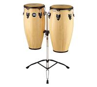 Meinl Percussion Headliner Conga Set - Handdrum Set With 11 Inches and 12 Inches - Buffalo Skin Head - Incl. Double Braced Tripod Stand - Siam Oak, Natural (HC812NT)