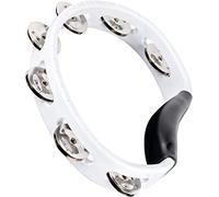 Meinl Percussion Headliner Hand Tambourine - 1-Row Tambourine - With Curved Handle - ABS Plastic / Steel, White / Silver (HTWH)