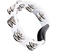 Meinl Percussion Headliner Hand Tambourine - 1-Row Tambourine - With Curved Handle - ABS Plastic / Steel, White / Silver (HTWH)