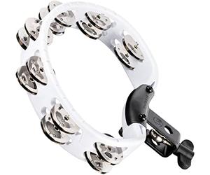 Meinl Percussion Headliner Mountable Tambourine - 2-Row Tambourine - With L-Shaped Holder - ABS Plastic / Steel, White / Silver (HTMT2WH)