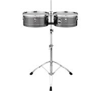 Meinl Percussion Marathon Series Timbales - 2 Drums with 14 and 15 Inches - With Stand - Steel, Black (MTS1415BN)